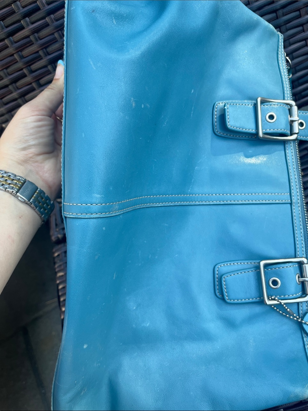 Coach Leather Shoulder Tote Bag - Picture 10 of 16